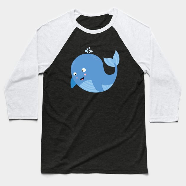 cute whale Baseball T-Shirt by sj_arts